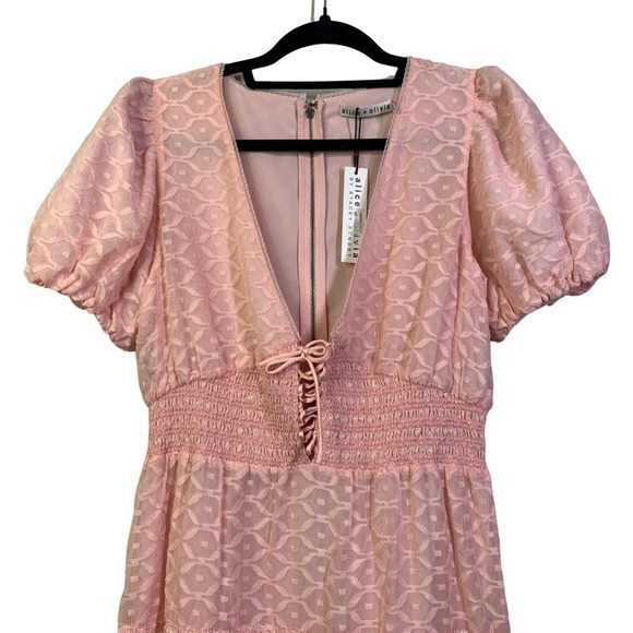 ALICE + OLIVIA English‎ Rose Jacquard Tiered Silk Midi Dress - NWT - Picture 3 of 13